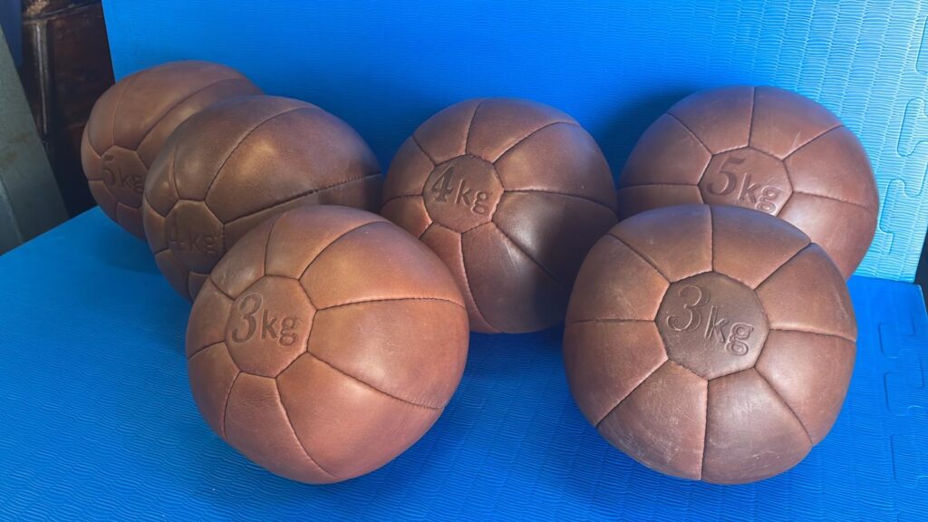 Period Leather Medicine Balls Prop Hire and Deliver